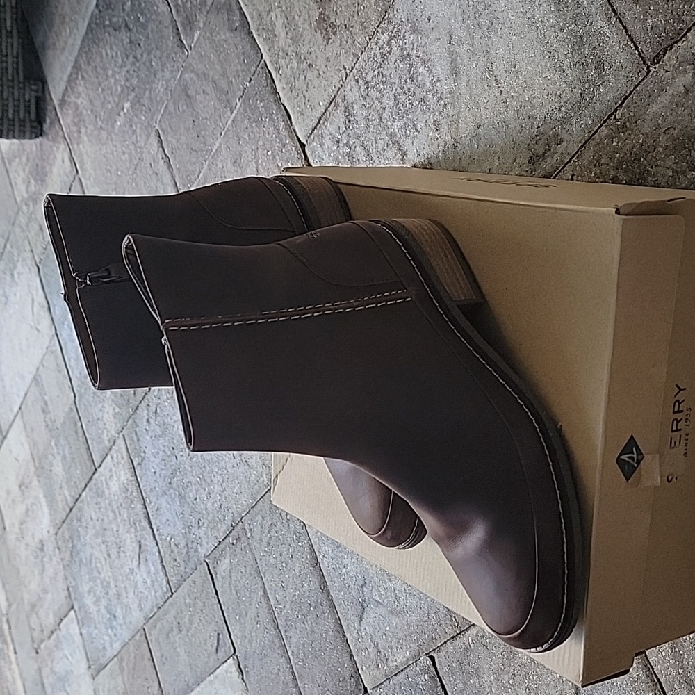 Sperry Top Sider Seaport Storm Mid Bootie Dark Brown Sz 8.5 With Box - Picture 3 of 14